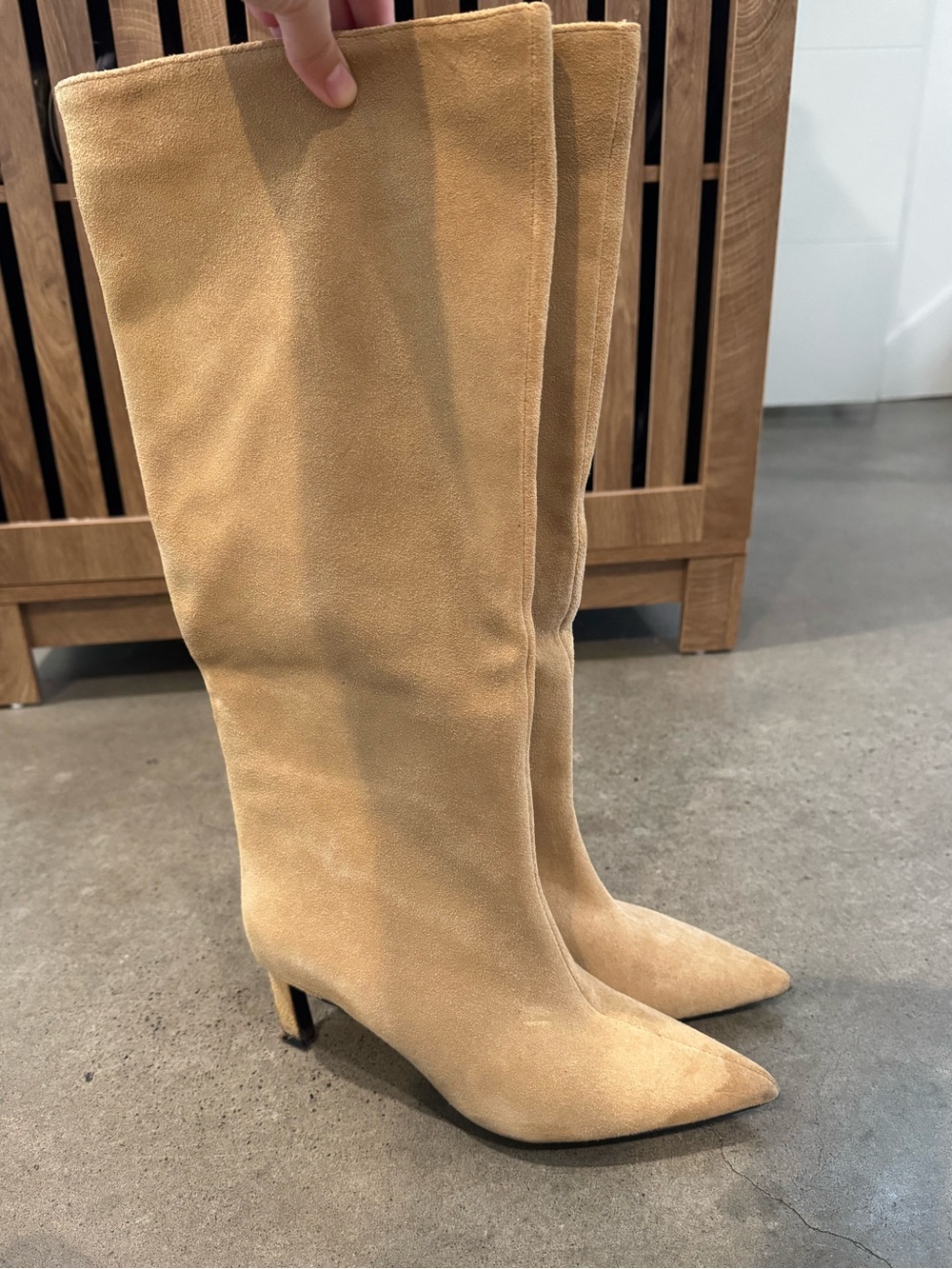 Zara suede knee high boots